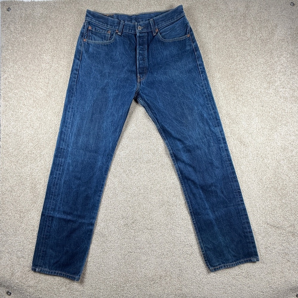 Levis 501 Original Fit Jeans Mens 33x34 Medium Wash Straight Leg Denim Blue